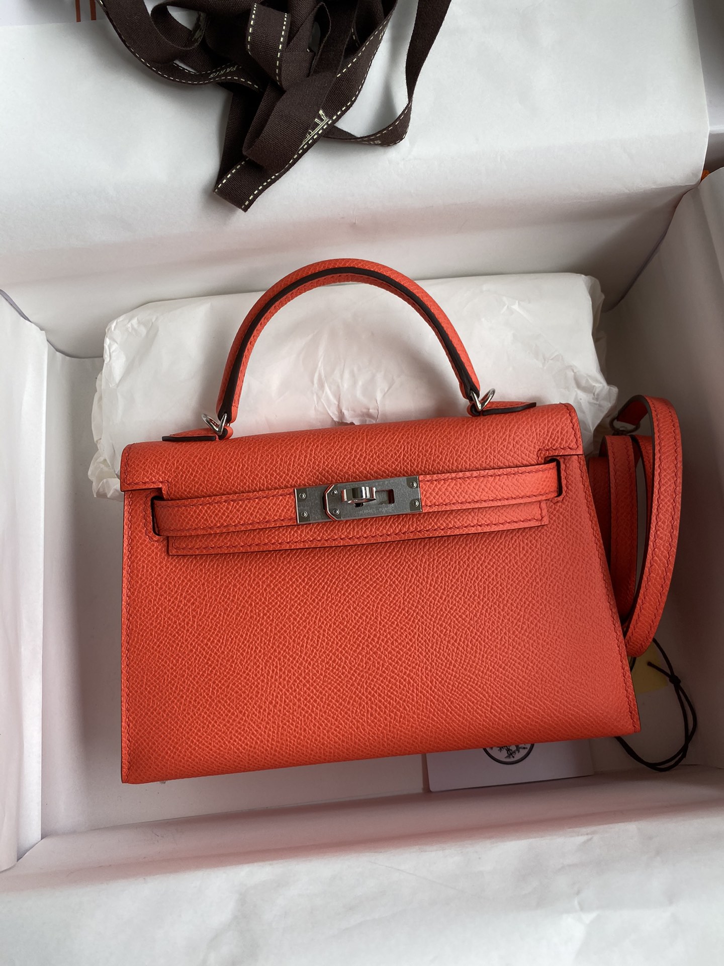 Hermes Kelly Mini II Bag 19CM In Feu Orange Epsom Leather